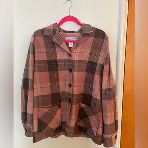 Pink Plaid Pendleton Button-up Jacket, Size L